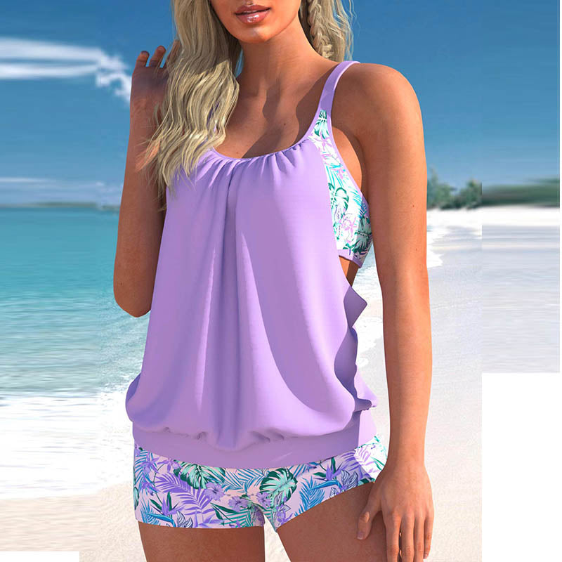 🩱🏖️💗【S-5XL】Damski dwuczęściowy strój kąpielowy typu bokser z nadrukiem--3670491