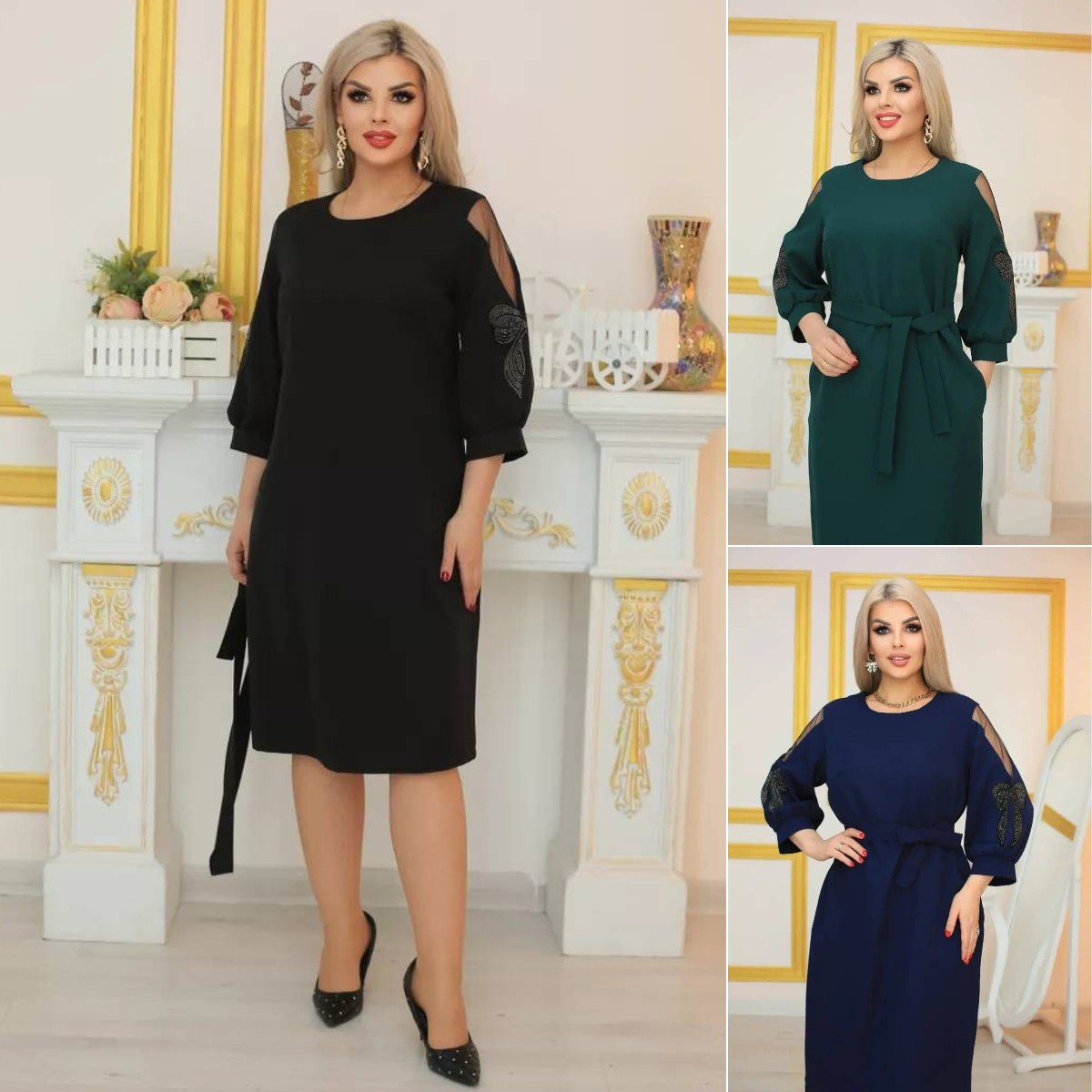 🌈💐【S-5XL】Nowa, ciepła i stylowa sukienka w jednolitym kolorze 3852758