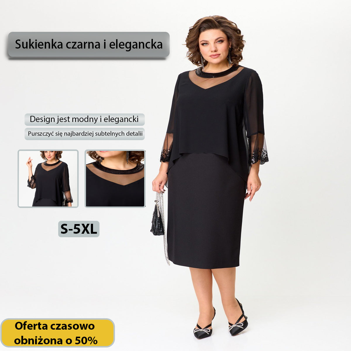 💗🤩【S-5XL】Sukienka długa, czarna, tajemnicza i seksowna