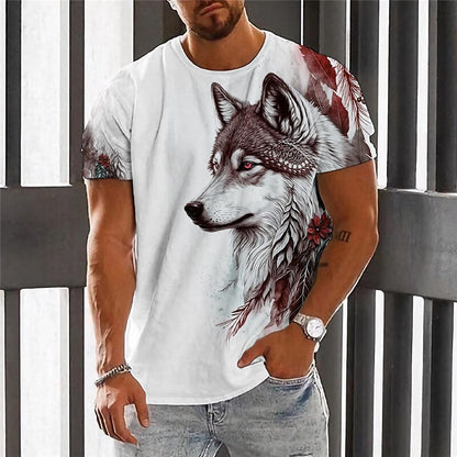 (Za pobraniem) 【S-6XL】 Modny letni męski T-shirt z nadrukiem Wolf King