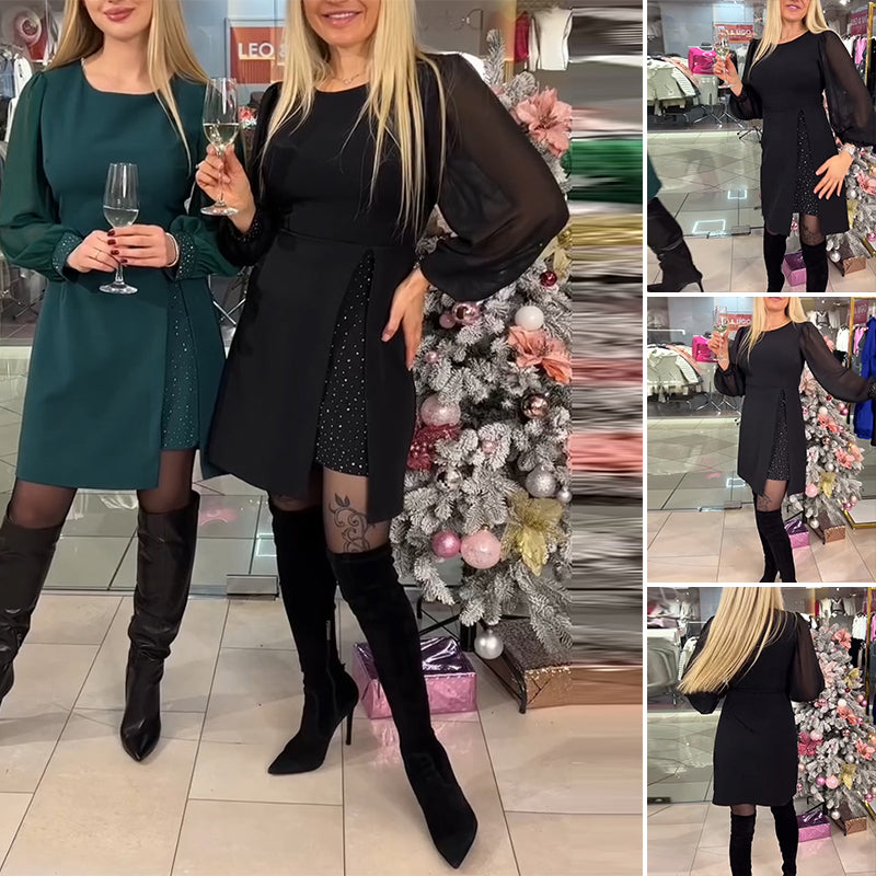 🌈💐【S-5XL】Nowa, ciepła i modna sukienka w jednolitym kolorze 3855664