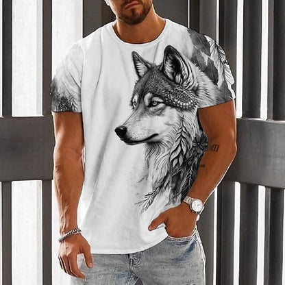 (Za pobraniem) 【S-6XL】 Modny letni męski T-shirt z nadrukiem Wolf King