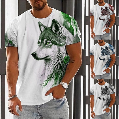 (Za pobraniem) 【S-6XL】 Modny letni męski T-shirt z nadrukiem Wolf King